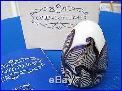 Vtg. ORIENT and FLUME PAPERWEIGHT Iridescent Purple, Box, Pamphlet, 2.75