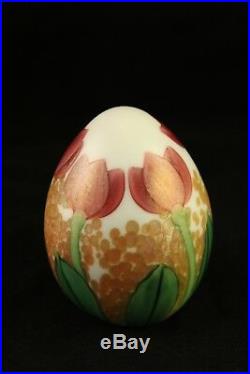 Vtg Orient & Flume Bruce Sillars Tulip Flower Art Glass Egg Paperweight Signed