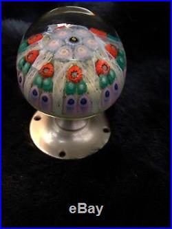 Vtg Perthshire Paperweight Doorknob Flower Millefiore Perfect Upstate Ny Estate