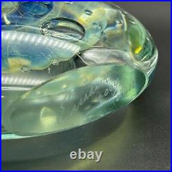 Vtg Robert Eickholt Handblown Art Glass MAGNUM SEASCAPE DISC PAPERWEIGHT 2004