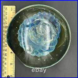 Vtg Robert Eickholt Handblown Art Glass MAGNUM SEASCAPE DISC PAPERWEIGHT 2004