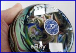 Vtg Signed 115 May 1978 Orient & Flume King Tut Iridescent Art Glass Paperweight