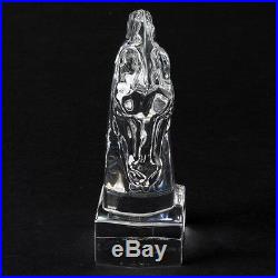 Vtg Signed Steuben Clear Crystal Horse Head Paperweight Chess Figurine Art Glass