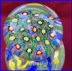 Vtg Three-Tiered (Stacked) Millefiori Art Glass Murrano Style Paperweight 8