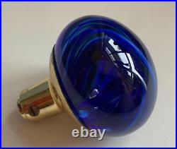 Vtg glass paperweight DOORKNOB drawer pull antique cobalt blue handle art craft