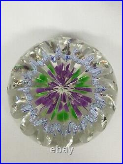 WHITEFRIARS CAITHNESS PAPERWEIGHT PURPLE Flowers Beautiful Faceted Signed