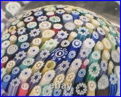 WHITEFRIARS MILLEFIORI FACETED PAPERWEIGHT with WHITE MONK 1977 CANE mark