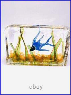 WONDERFUL MURANO VINTAGE ART GLASS AQUARIUM BLOCK CENEDESE 1940s STUNNING