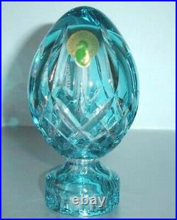 Waterford Lismore Egg Turquoise Crystal Paperweight Sculpture #147611 New In Box