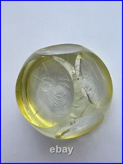 Webb Corbett Vaseline Glass Spider Paperweight