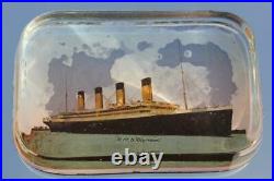 White Star Line Rms Olympic Titanic Era Glass Barbers Shop Paperweight C-1920