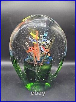 XL Vintage Murano Aquarium Paperweight 8 X 6 Art Glass