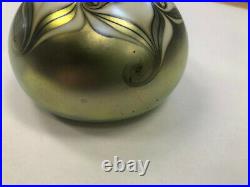Zephyr Studios SIGNED Glass Paperweight 1979 Vintage Iridescent Green