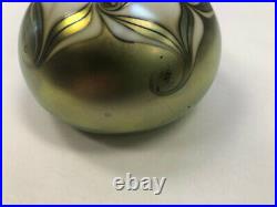 Zephyr Studios SIGNED Glass Paperweight 1979 Vintage Iridescent Green